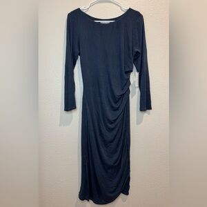 Velvet Graham & Spencer NWT Navy Long Sleeve Ruched Sheath Dress Bodycon Size L